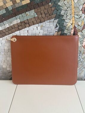 Christian Louboutin Brown Leather Zip Clutch